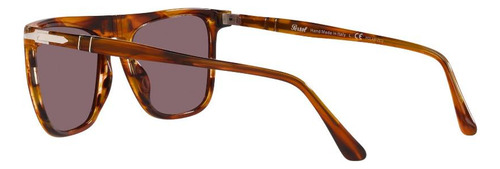 Lentes Anteojos De Sol Persol Polarizado Po3225s + Lente Verde Varilla Negro Armazón Negro Diseño 1157af Dark Violet/striped Brown
