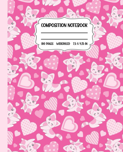 Libro: Composition Notebook Wide Ruled: Cute Kawaii Cats Wit