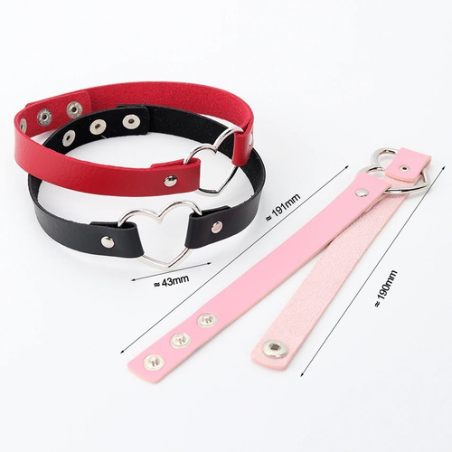 Collar Dama Mujer Cuero Choker Gargantilla Corazon Gotica
