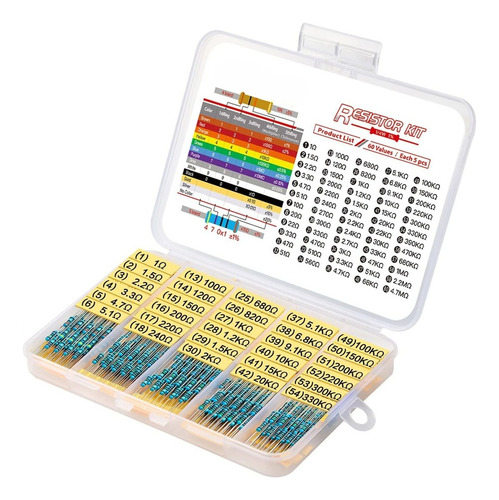 Kit 300 Resistencias 60 Valores 1/4w 1% Alta Precision