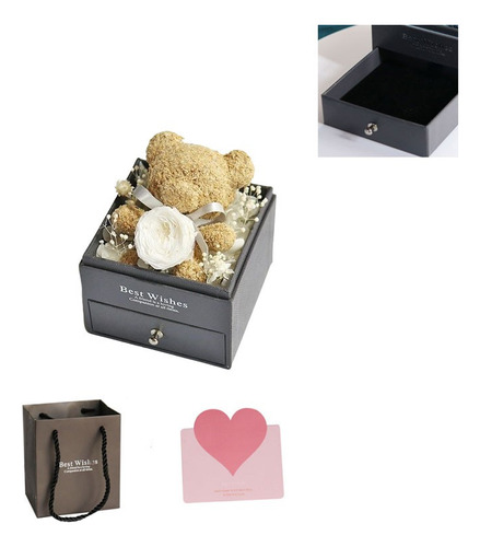 Caja Rosa Con Flores Eternas, Regalo De Valent X1