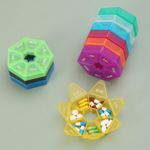 O 5 Caja Semanal Para Pastillas Con Tapa En Tonos 5 Piezas