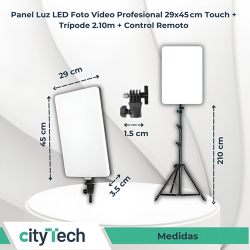 Panel Luz Led Foto Video Profesional 29x45cm Touch + Trípode Negro Blanco Neutro Frio Cálido