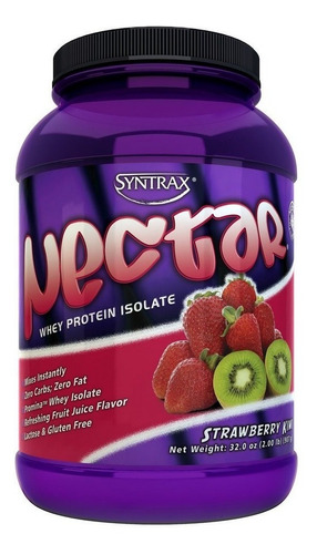 Nectar Whey Protein Isolado (907g) - Syntrax - Sabor Morango Com Kiwi