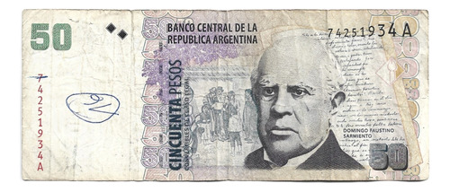 Liquido Billete Argentina 50 Pesos Convertibles Con Leyenda