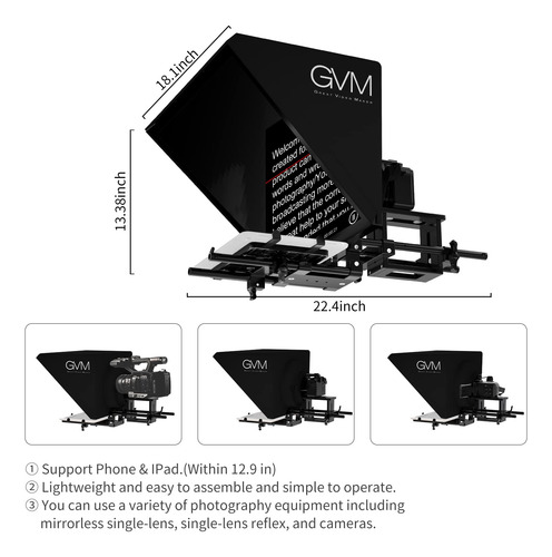 Teleprompter Gvm Tq-l Para iPad, Tableta, Cámara Réflex Digi