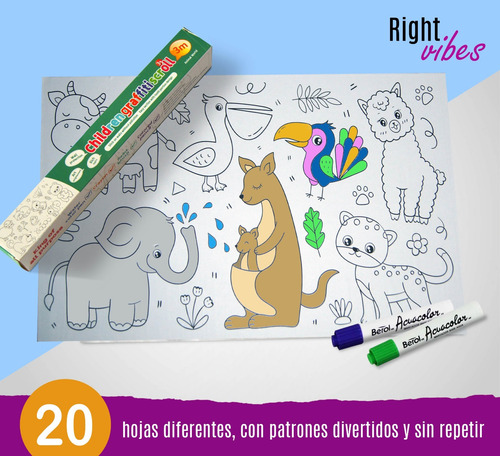 Rollo De Papel Para Colorear Grafitti Para Niños De 3 Metros