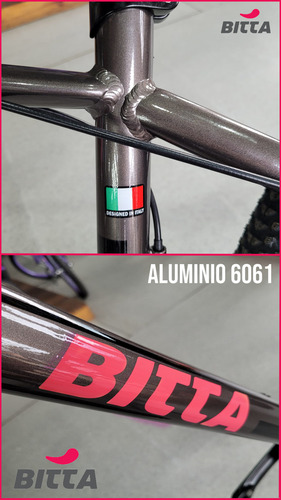 Bicicleta Bitta Vulcano Rodado 29 Aluminio 6061 Hidroformado Cableado Interno Shimano 21 Velocidades Suspensión Con Bloqueo Frenos A Disco Talle S Color Titanio Terra Mtb Con Cubiertas Maxxis