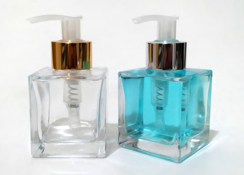 Kit 10 Frascos Vidro Cubo 100ml Difusor + 10 Porta Sabonete Cor Tampas Dourada
