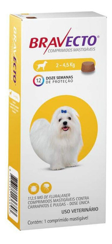 Bravecto Antipulgas E Carrapatos Comprimido Cães 2 A 4,5kg