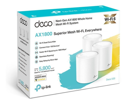 Deco X20 Wifi 6 Ax1800 3 Pack Sistema Mesh Para Todo El Hoga
