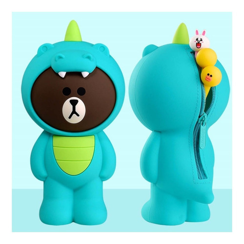 Cartuchera Oso Dino Kawaii Silicona