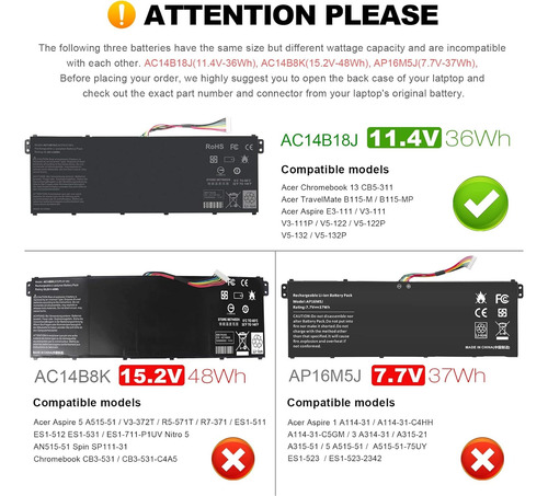 Batería Ac14b18j Para Acer Aspire Es 15 Es1-571 Es1-331
