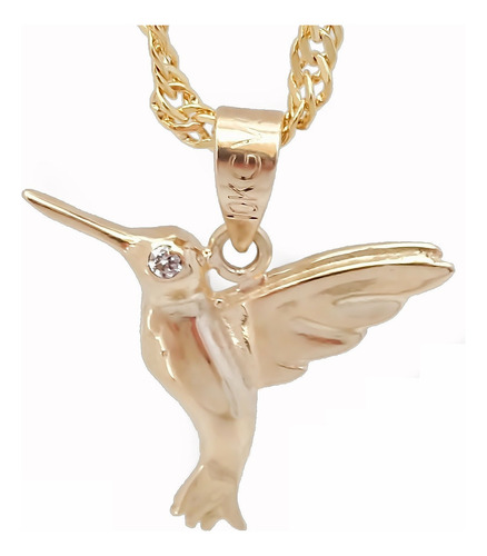 Amor Eterno - Dije Colibrí Oro Sólido 10k + Cadena Color Amarillo