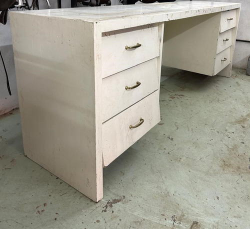 Comoda Escritorio Cajonera De Madera Solido En Color Blanco (Usado)