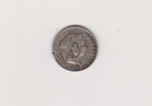 Moneda España 1 Real Año 1857 Plata Muy Buena Soldadura