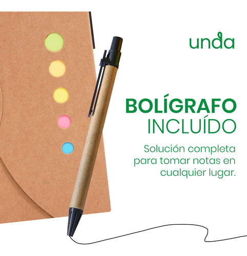 50 Piezas Libreta Ecologica Con Notas Adheribles Y Pluma