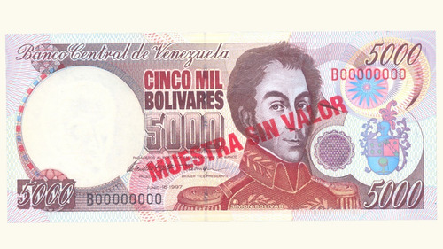 Venezuela, 5000 Bolívares, Junio-16-1997, Serie B8, Unc.