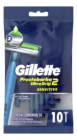 Máquina para afeitar Gillette Prestobarba UltraGrip2 Sensitive descartable 10 u