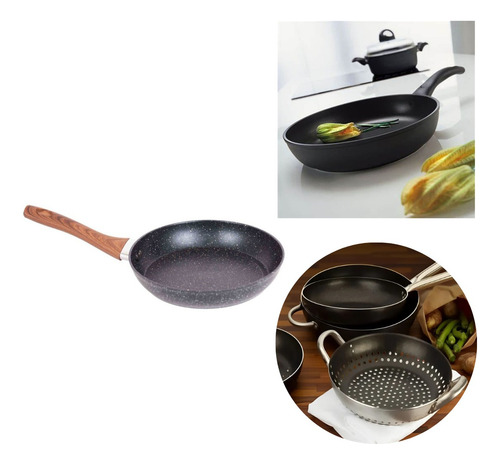 Frigideira Em Alumínio Antiaderente Os Fogões - 28cm Cor Cinza-escuro