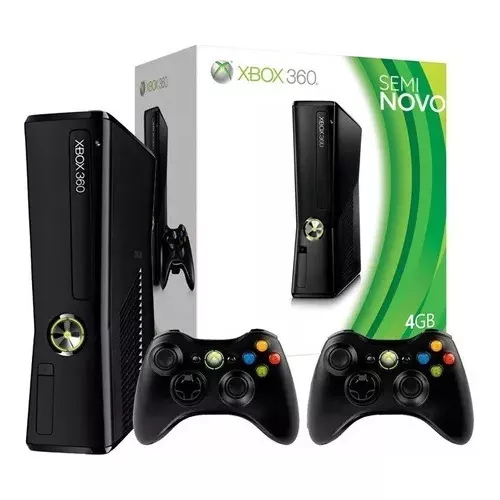 Console Xbox 360 Slim 4GB + 2 controles + Desbloqueio LTU + 1 Ano de  Garantia - Semi Novo - JF GAMES