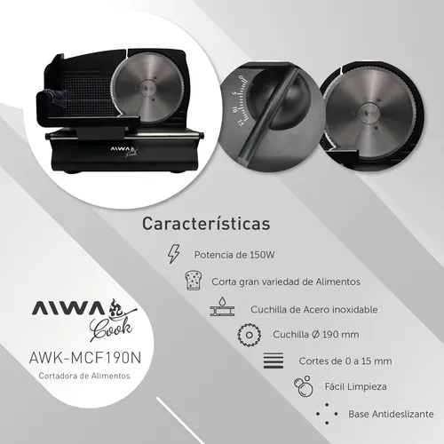 Cortadora De Alimentos Aiwa Cook 150w Cuchilla 190mm
