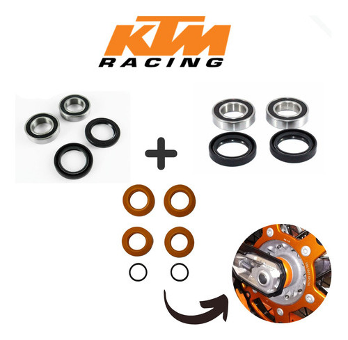 Kit Rolamento Dian E Tras+protetores De Rolamentos Ktm Todas