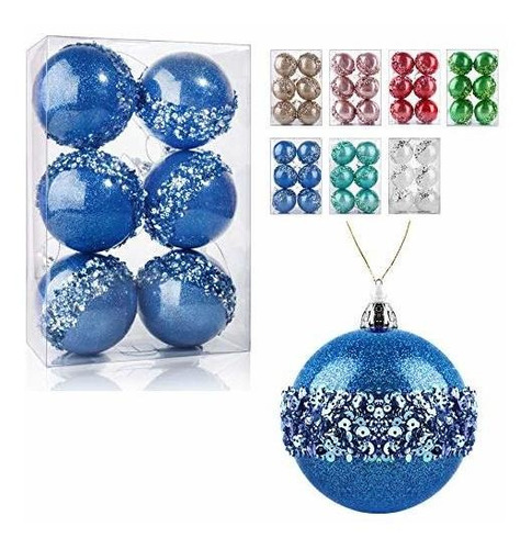 Bolas Navideñas Transparentes 3.15 , 6 Piezas, Azul Oscuro.