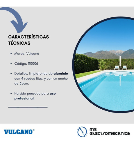 Imagen 3 de 10 de Limpiafondo Vulcano Profesional Aluminio Pileta Piscina