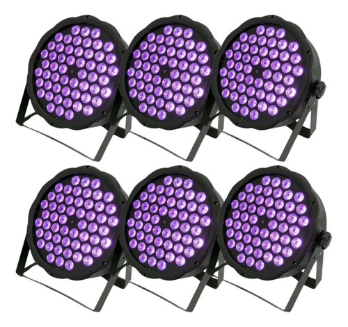 6 Canhao Refletor Led Par 64 Rgb 54 Leds 3w Dmx Dj Triled