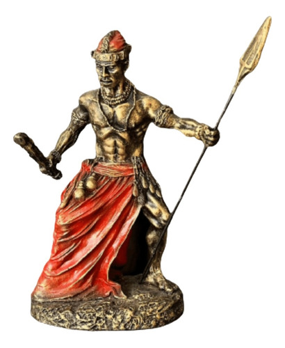 Estatua Exu Orixa Lança - Ubanda Candomble Cor Dourado-escuro
