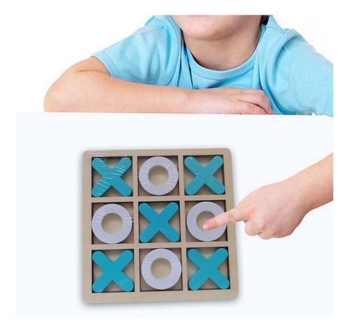 Juego De Madera Tic Tac Toe, Juego De Mesa De Ajedrez Azul