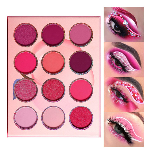 Paleta De Sombra De Ojos Prpura Rosa Maquillaje 12 Colores,