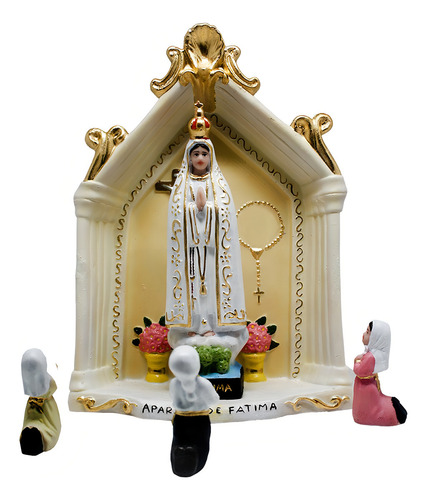 Imagem Capelinha De Fátima E Pastores Resina 22cm Aparição