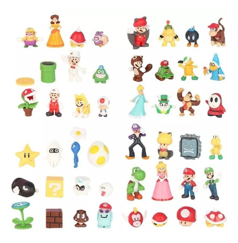 Imagen 1 de 6 de Super Mario Bros Set 48 Figuras