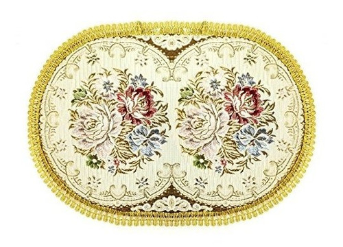 Wrapables Mantel Floral Vintage Ovalado Con Bordado Dorado 1