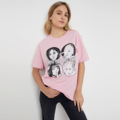 Camiseta Manga Corta Algodón Orgánico Black Pink Logo Atras