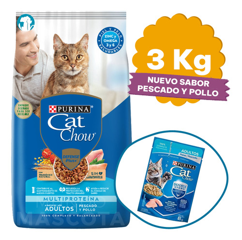 Alimento Cat Chow Pescado Gato Adulto 3 Kg / Mundo Mascota