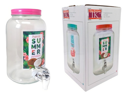 Frasco Dispenser Vidrio Decorados Varios Canilla 3lts