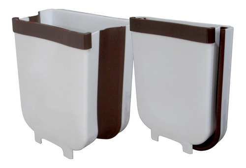Imagen 4 de 4 de Basurera Cocina Portátil Pvc Plegable Blanco O Marrón 5 Lts
