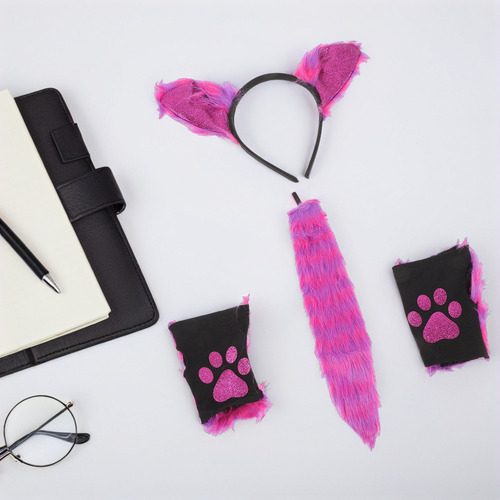 1 Juego De Diademas Con Orejas De Animal, Guantes, Accesorio