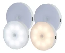 Comprar Luz Led Redonda Luminárias Su002F Fio Sensor Presença Usb Recarregáveis Branco 4 Peças Comutação De Luz Quente E Fria Iluminação Contínua Parte Traseira Magnética