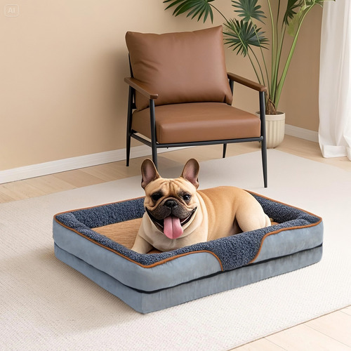 Cama Caminha Cachorros Pet Confortável Memória Ortopédica Base Antiderrapante E Capa Lavável Médio 75x50x12
