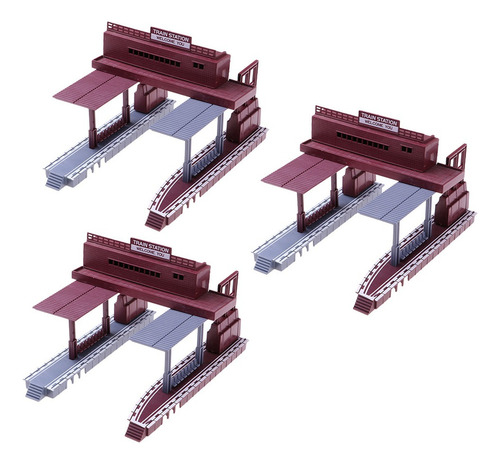 3 Unids Escala Estación De Tren Simulación Diseño Ho