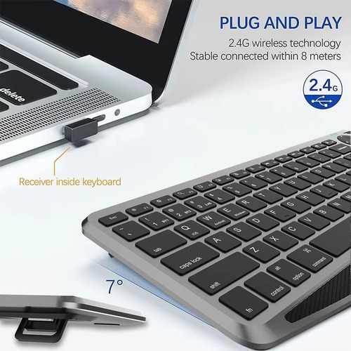 Teclado Sem Fio Com Touchpad De 7 Cores Retroiluminado 2