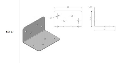 Conector Ángulo L Galvanizado 52mm X 39,5mm X 69mm Cal18