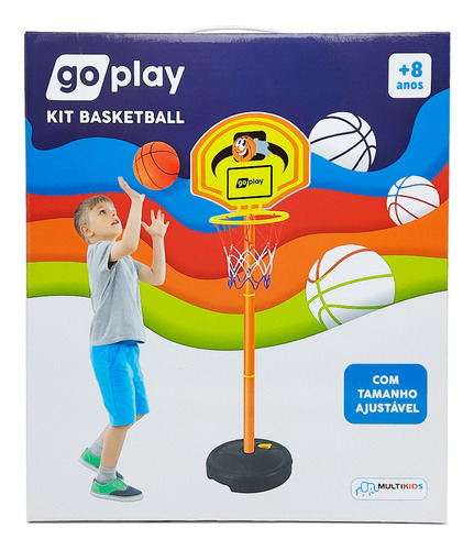 Imagem 4 de 7 de Kit Cesta De Basquete Infantil C/ Pedestal Mini Bola E Bomba