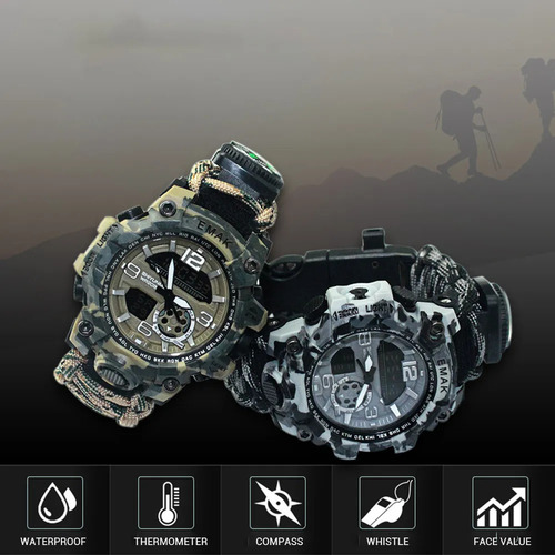 Reloj De Supervivencia Para Acampar Al Aire Libre, Pulsera M