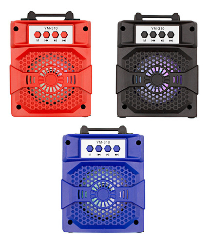 Bocina Portátil Usb Mini Bluetooth Luces Altavoz Aux Sd Color Negro