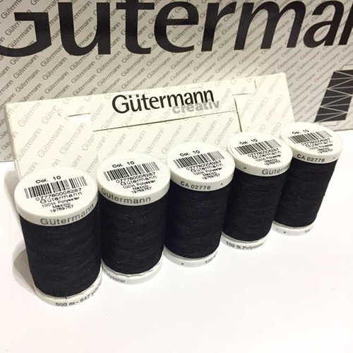 5x Hilo Gütermann Mara 100 Color Negro 100% Poliéster 500m